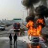 AGRA HIGHWAY SCARE: MOVING CAR BURSTS INTO FLAMES, ALL THREE OCCUPANTS ESCAPE UNHARMED
