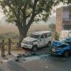 Two Injured as Bolero and Kia Sonet Collide in High-Impact Crash in Uttar Pradesh’s Mau
