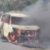 Fire Crews Thwart Major Disaster After Vehicle Bursts into Flames on Kasganj Road
