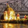 Floral Float Procession Illuminates Hooghly River Beneath Howrah Bridge Amid Cultural Celebrations in Kolkata