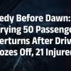 A Double-Decker Bus Overturns on Ganga Expressway in Badaun, Leaving 21 Injured as Driver Reportedly Falls Asleep