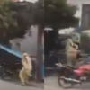Storm Horror in Etawah: Woman Narrowly Escapes Serious Injury as Flying Metal Sheet Misses Her by Inches