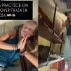 Foreign Yoga Teacher Sparks Debate After Working Out in Indian Train's 3AC Coach