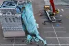 Powerful Winds Topple Statue of Liberty Replica in Southern Brazil