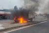 Fiery Scare in Chandauli as Delivery Pickup Ignites After Suspected Short Circuit