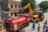 Fire Engine Sinks Into Drain Outside Unnao Police Station, Pulled Out With Municipal JCB