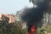 Narrow Escape for Biker in Mahoba as Moving Motorcycle Bursts into Flames