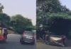 Speeding WagonR Flips Near Delhi’s Shakti Nagar Roundabout During Overtaking Attempt