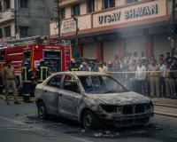 Parked Car Engulfed in Flames in Ghaziabad, No Injuries Reported