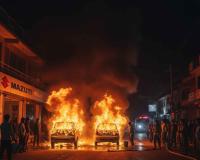 Fiery Midnight Scare Near Mayapur Maruti Showroom as Two Vehicles Go Up in Flames in Pipalkoti