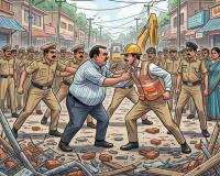 Clash Erupts During Encroachment Drive in Herbertpur as Municipal Chairperson’s Husband Confronts NH Engineer