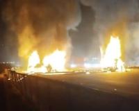 Five Burned Alive After Sleeper Bus Erupts in Flames Following Highway Collision in Karnataka