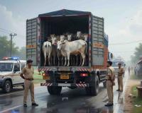 Major Cattle-Smuggling Attempt Foiled Near Bihar Border as Police Rescue 39 Animals from DCM Truck