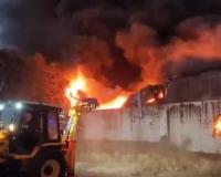 Massive Blaze Engulfs JCB Workshop in Jaipur, Firefighters Battle Flames for Two Hours