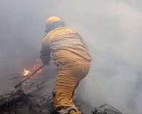 Massive Blaze Engulfs Scrap Shop in Jaunpur’s Khetasarai, Causing Heavy Losses