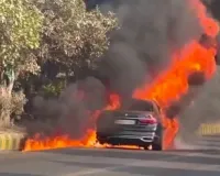 Noida: BMW Bursts Into Flames On Greater Noida Expressway, Driver Escapes Unhurt By Jumping