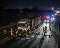 Runaway Container Rams Stationary Truck on Highway, Four Rescued After Intense Night Operation