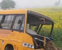School Bus Plunges Into Ditch After Steering Failure in Uttar Pradesh’s Pratapgarh