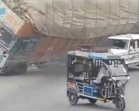 Wood-Laden Truck Overturns After Striking Divider in Rampur, Driver Killed on the Spot