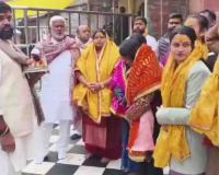 UP Minister Swatantra Dev Singh Offers Prayers at Bankey Bihari Temple During Family Visit to Mathura