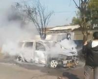 Miraculous Escape for Family as Moving Vehicle Transforms into Fireball in Hamirpur