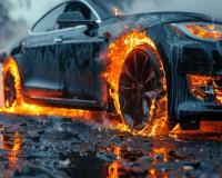 Parked Car Engulfed in Flames in Kishangarh’s Krishnapuri Area, Reduced to Scrap