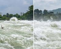 Headline: Viral Video of Man Swimming Calmly in Deadly Nile River Waves Leaves Internet Stunned