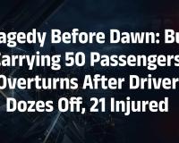 A Double-Decker Bus Overturns on Ganga Expressway in Badaun, Leaving 21 Injured as Driver Reportedly Falls Asleep