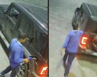 Unregistered Mahindra Thar Flees Mathura Petrol Pump After Fuel Theft Captured on CCTV