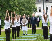Modi Witnesses Youth Yoga Demonstration in Slovakia Ahead of International Day of Yoga