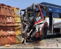 Bus-Container Head-On Crash on Jhansi-Lalitpur Highway Injures 21, Six Critical