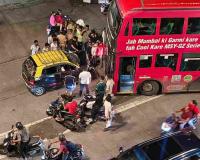 BEST Double-Decker Bus Collides with Taxi at Colaba Depot Entry in Late-Night Crash