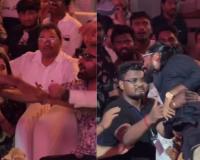 Fan Breaches Security at Peddi Pre-Release Event in Vijayawada; Bodyguard Quickly Rescues Janhvi Kapoor