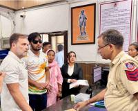 Rahul Gandhi Stages Dharna at Delhi Police Station Over Pellet Gun FIR Demand