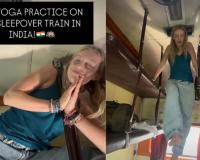 Foreign Yoga Teacher Sparks Debate After Working Out in Indian Train's 3AC Coach