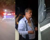 Blue Car Drags Motorcycle With Sparks on Delhi Road; Driver Stopped by Passersby