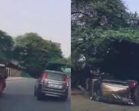 Speeding WagonR Flips Near Delhi’s Shakti Nagar Roundabout During Overtaking Attempt