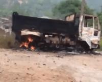 Andhra Pradesh Blast Kills Four Near Pinakota Village, Tip Truck Flips in Explosion
