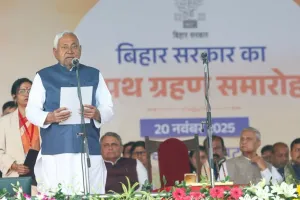 Nitish Kumar takes oath as chief minister of Bihar for record 10th time in Patna