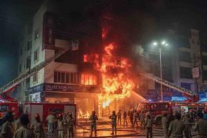 Massive Fire Engulfs Electrical Shop in Greater Noida West, Sparks Panic in Busy Housing Complex