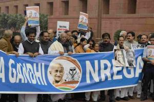 Congress Leads Protest in Parliament Over Alleged Move to Drop Mahatma Gandhi’s Name from MGNREGA