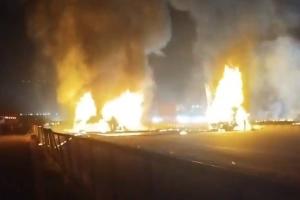 Five Burned Alive After Sleeper Bus Erupts in Flames Following Highway Collision in Karnataka