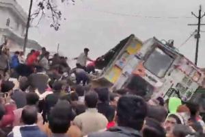 Community Heroism Prevails as Overturned Truck Crushes School Van in Lakhimpur Kheri