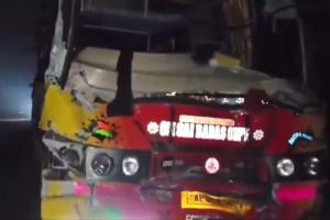 Narrow Escape for 100+ Students as School Buses Collide Near Rajamahendravaram