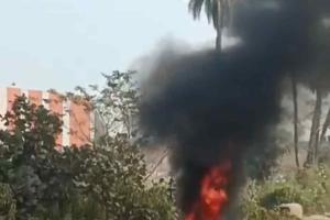 Narrow Escape for Biker in Mahoba as Moving Motorcycle Bursts into Flames