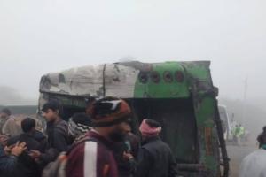 Over 36 Injured in Massive Road Accident Near Kishangarh as Bus Carrying Solar Plant Workers Flips