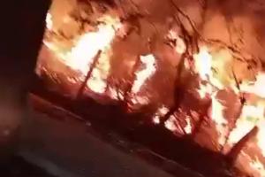 Firefighters Avert Crisis as Massive Trash Fire Erupts Near Bhitoli Railway Crossing