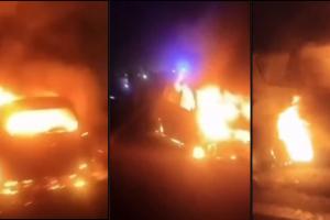 Five Burnt Alive as Moving Car Erupts in Flames on Delhi-Mumbai Expressway in Alwar