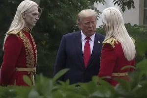 AI-Generated Photograph of Donald Trump With Mysterious Tall Figures Sparks Widespread Online Hoax Claims