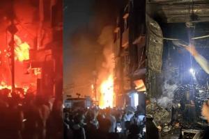 Massive Fire Breaks Out at EV Scooter Showroom in Lucknow, Spreads to Nearby Shop